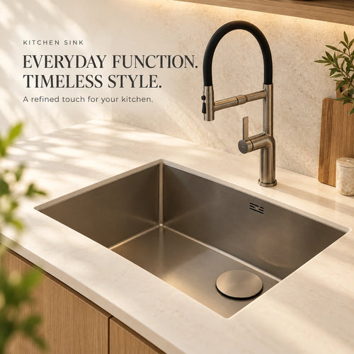 Modern kitchen sink with included pull-out faucet and dual water modes
