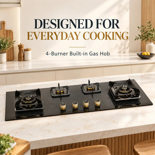 Magic Stove 4 burner built-in gas hob with tempered glass surface