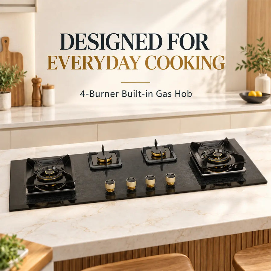 Magic Stove 4 burner built-in gas hob with tempered glass surface