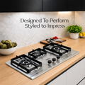 Snifz stainless steel built-in hob styled in a modern Pakistani kitchen countertop