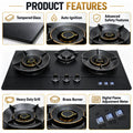 Snifz Hob SZ-750-W features — tempered glass, brass burner, auto ignition, digital flame meter