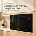 Snifz SZ-2505-B built in microwave installed in light wood kitchen cabinetry