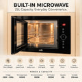 Snifz SZ-2505-B built in microwave product size and built in cutout dimensions compared side by side