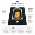 Snifz built-in deep fryer features – tempered glass, stainless steel tank, removable fry basket, rotary knob