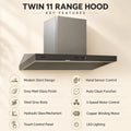 Snifz Twin 11 Range Hood – 90cm Grey Matt Glass