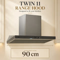 Snifz Twin 11 90cm grey matt glass slant range hood